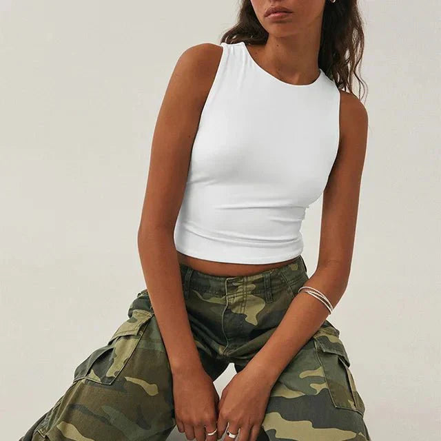 Top Cropped Manches Courtes pour Femme