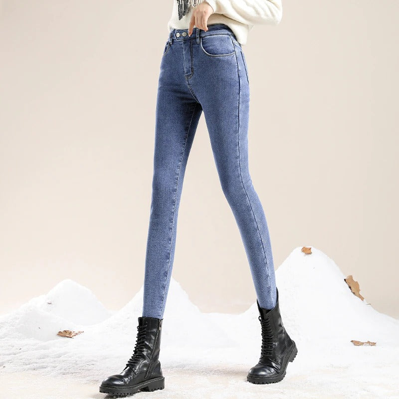 Jeans Hiver Femmes Haut de Gamme Épais et Chaud