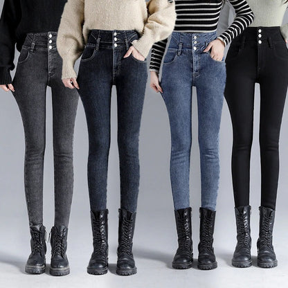 Jeans Hiver Femmes Haut de Gamme Épais et Chaud