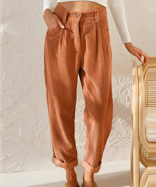 Pantalon Velours Brun Femme Hiver Chaud - PanierRoyale