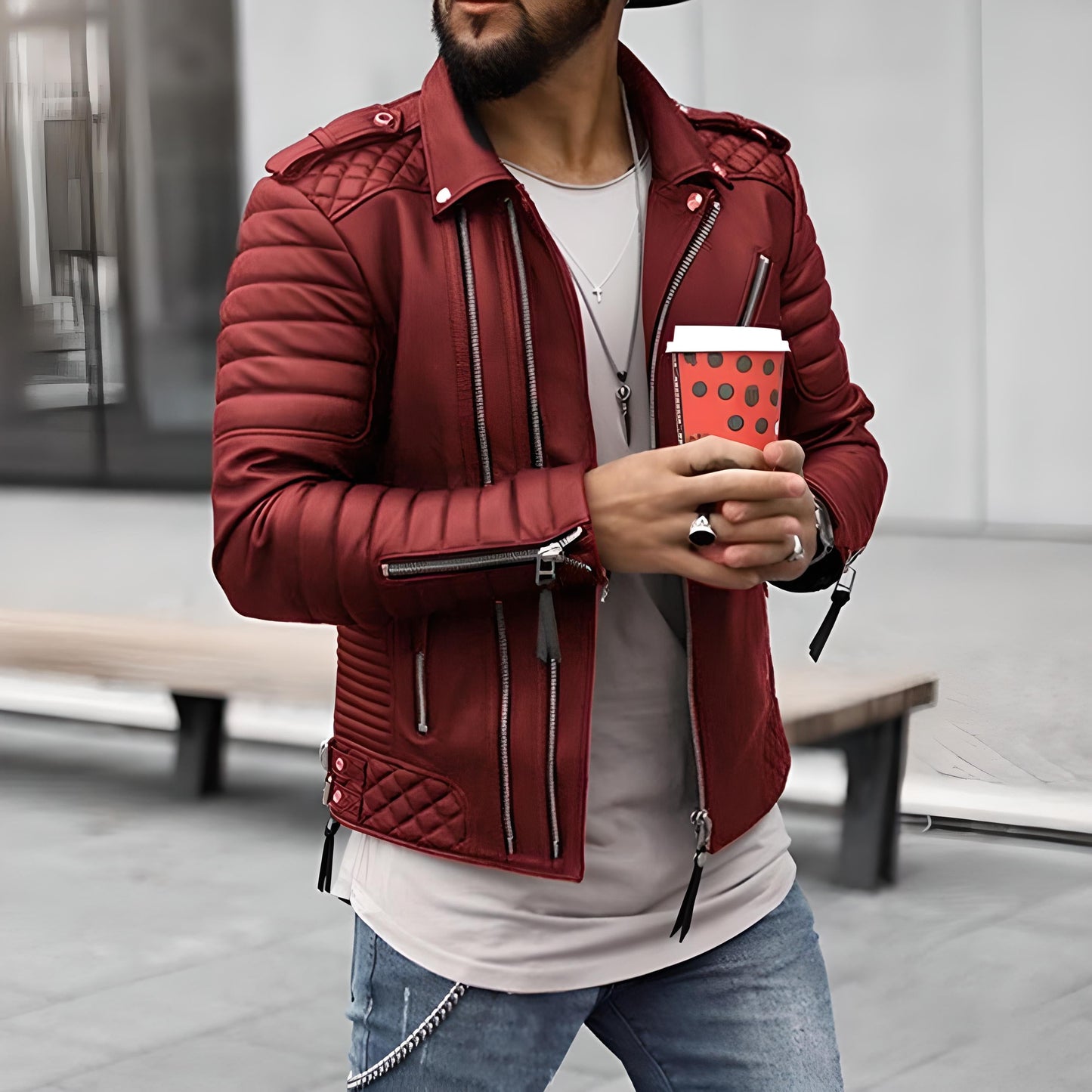 Blouson Cuir Homme Élégant et Robuste